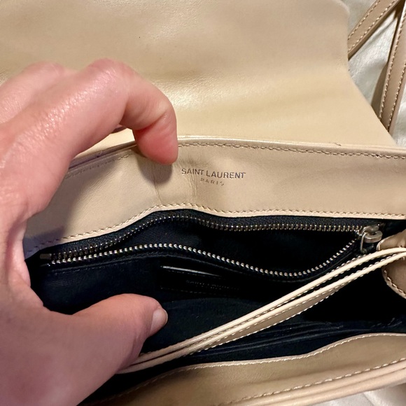 YSL Pouch Monogramme Leather Quilted Crossbody/ Shoulder bag Beige -authenticity - Picture 6 of 11